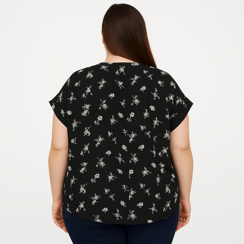 Blusa negra estampada para mujer