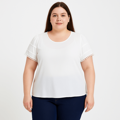 Blusa sólida blanca para mujer