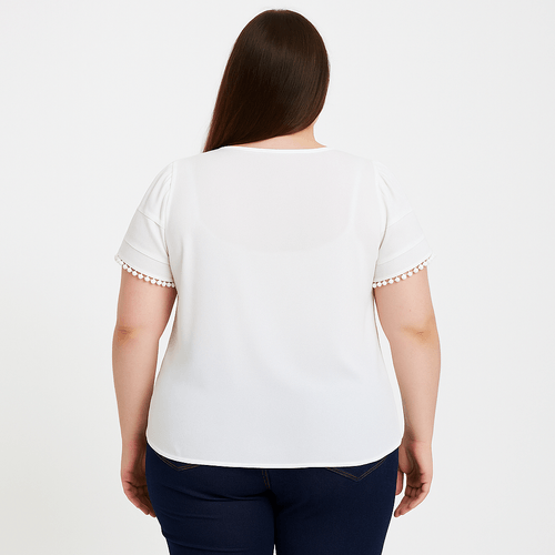 Blusa sólida blanca para mujer
