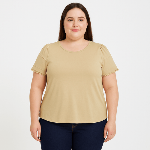 Blusa sólida beige para mujer