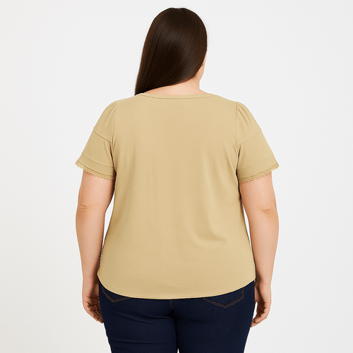 Blusa sólida beige para mujer