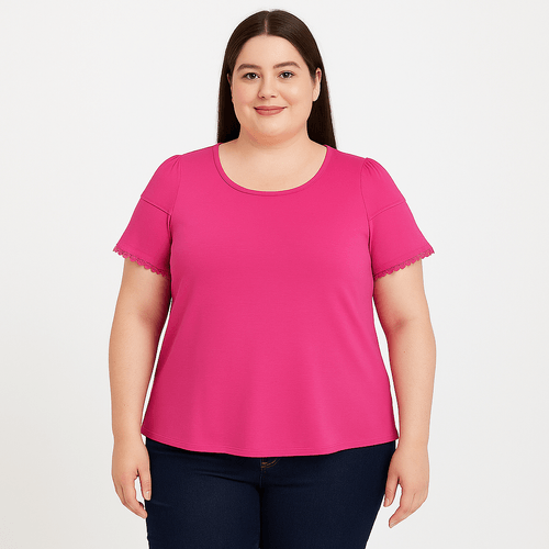 Blusa sólida fucsia para mujer