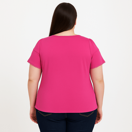 Blusa sólida fucsia para mujer