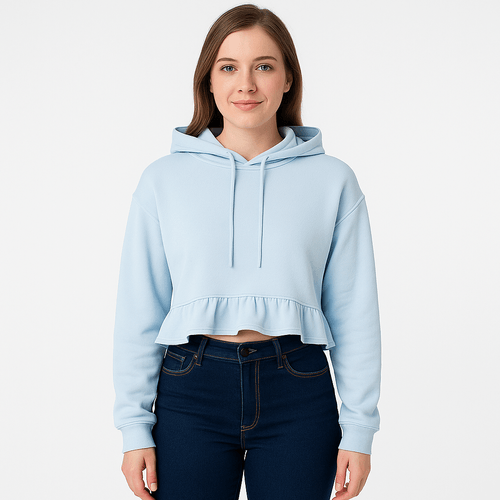 Cropped hoodie sólido para mujer