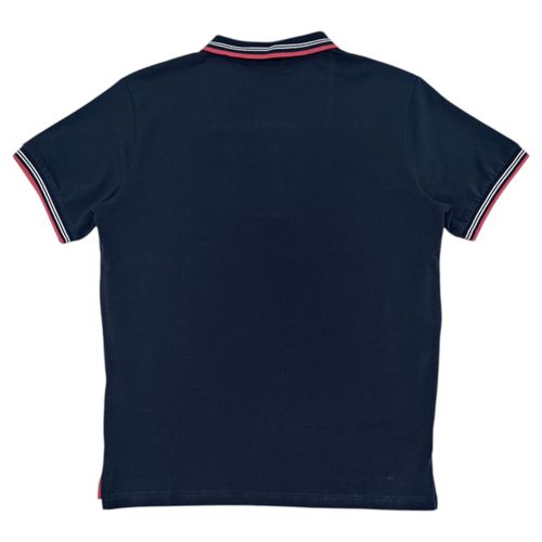 Camisa tipo polo azul sólida para niño