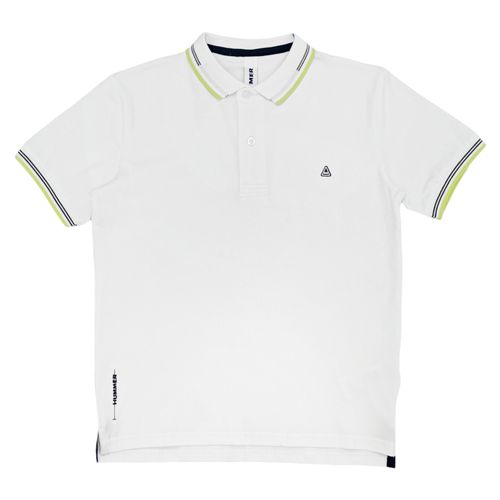 Camisa tipo polo blanca sólida para niño