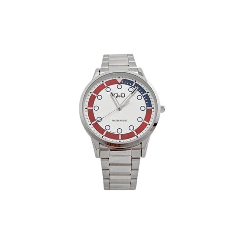 Reloj metálico plateado análogo