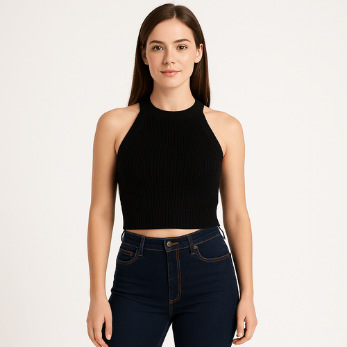 Crop halter con textura para mujer