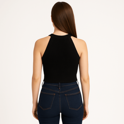 Crop halter con textura para mujer