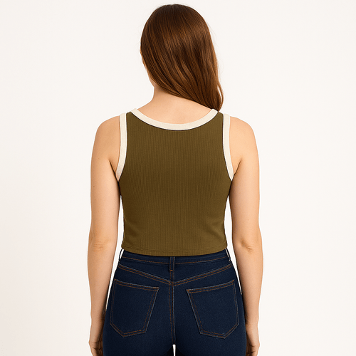 Tank top verde sólido para mujer