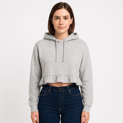Cropped hoodie sólido para mujer