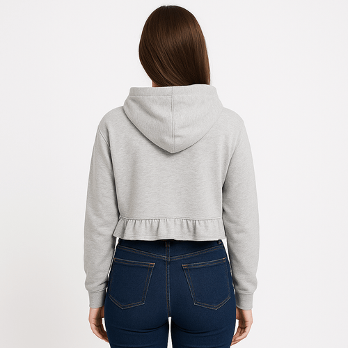 Cropped hoodie sólido para mujer