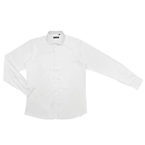 Camisa blanca sólida para hombre