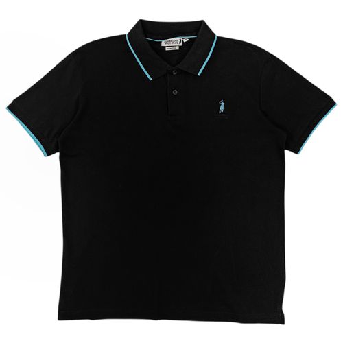 Camisa tipo polo negro sólido para hombre