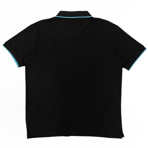 Camisa tipo polo negro sólido para hombre