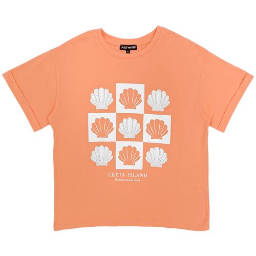 Camiseta naranja estampada para mujer