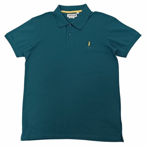 Camisa tipo polo azul para hombre