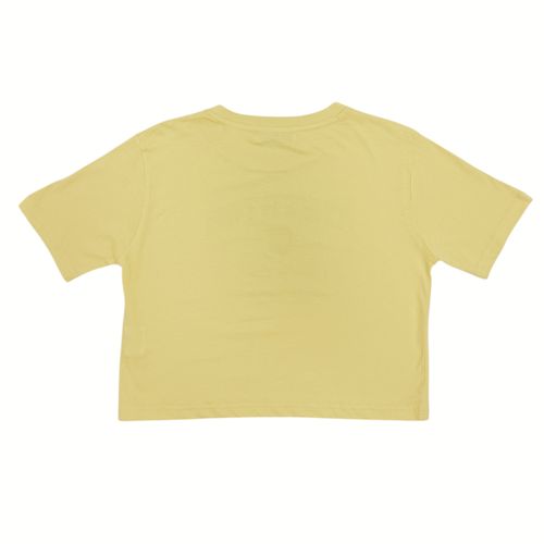 Camiseta crop amarilla estampada para mujer