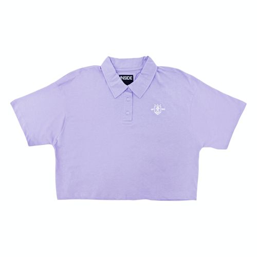 Camisa tipo polo lila para mujer