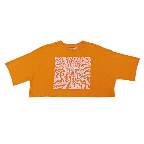 Crop top naranja estampada para mujer
