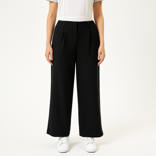 Pantalón fluido sólido para mujer