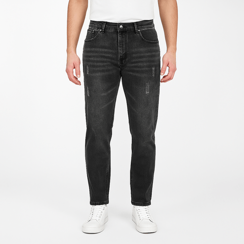 Slim jeans gris sólido para hombre