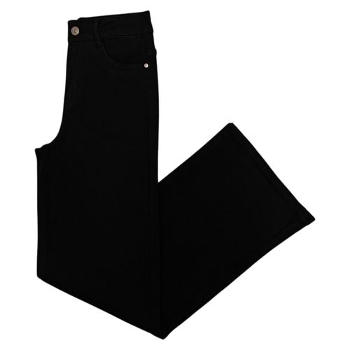 Wide leg jeans negro sólido para mujer