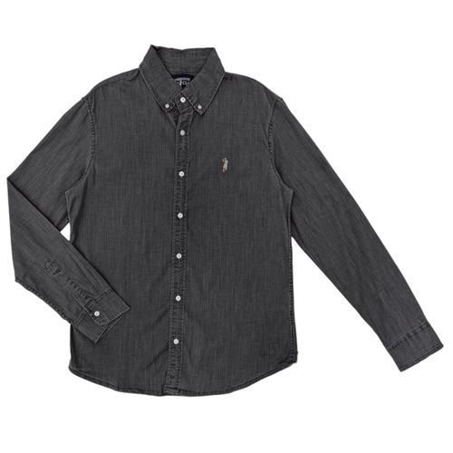 Camisa negra sólida para hombre