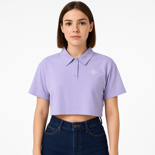 Camisa tipo polo lila para mujer