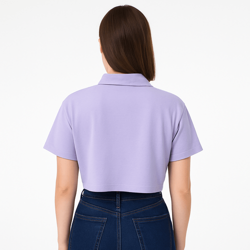 Camisa tipo polo lila para mujer