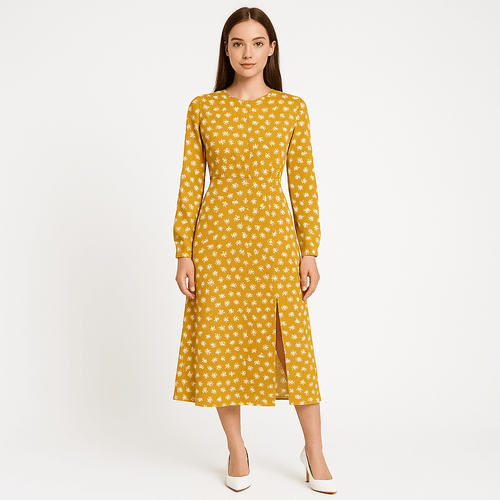 Vestido amarillo mostaza para mujer
