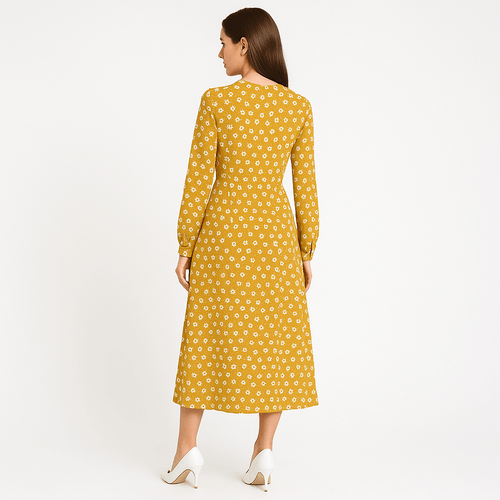 Vestido amarillo mostaza para mujer