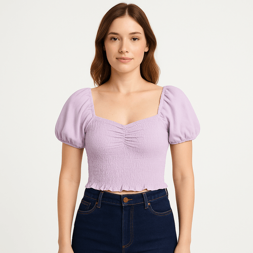 Crop top lila con textura para mujer