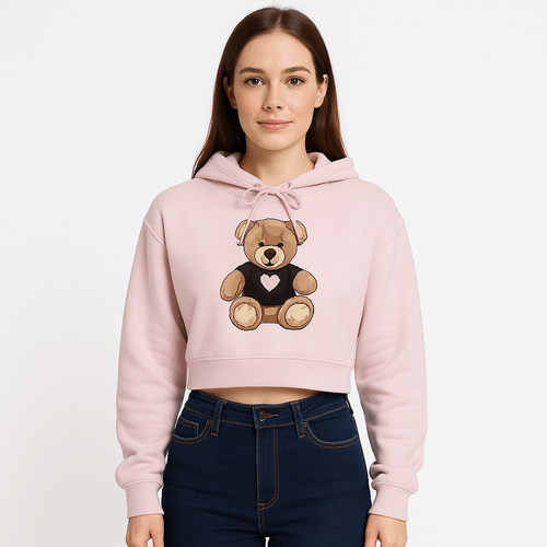 Hoodie cropped rosa para mujer