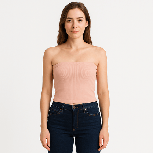 Blusa strapless con textura para mujer