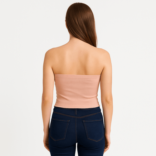 Blusa strapless con textura para mujer