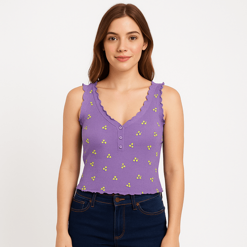 Tank top cropped estampado para mujer