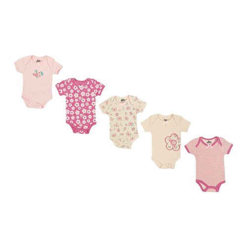 Set de 5 mamelucos estampados para bebé niña