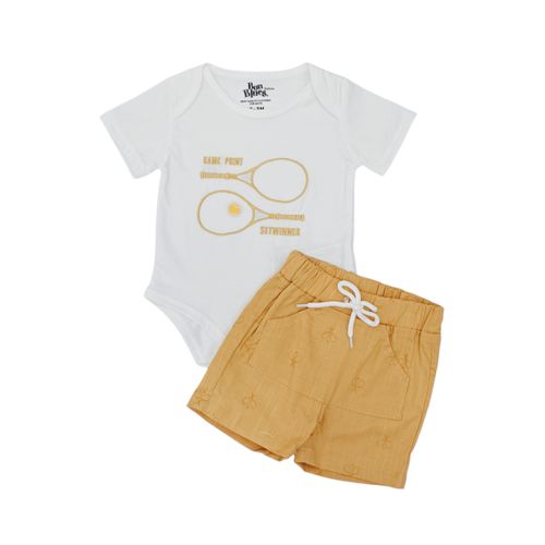Conjunto de short amarillo mostaza para bebé niño