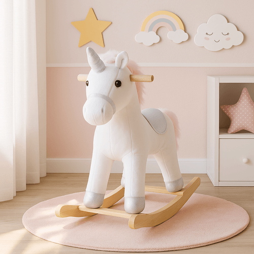 Mecedora infantil unicornio color blanco 70x27x60 cm