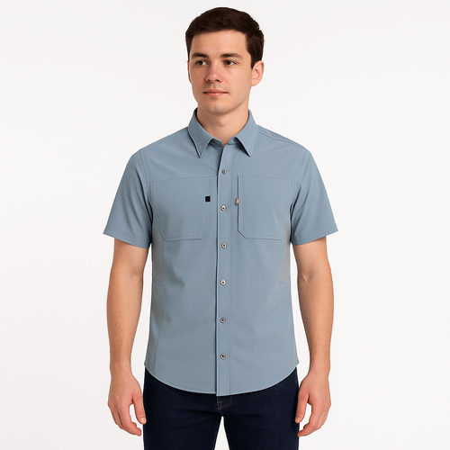 Camisa celeste sólida para hombre
