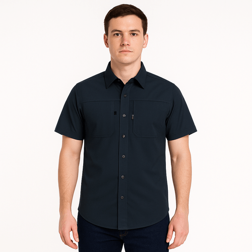 Camisa negra sólida para hombre