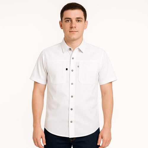 Camisa blanca sólida para hombre