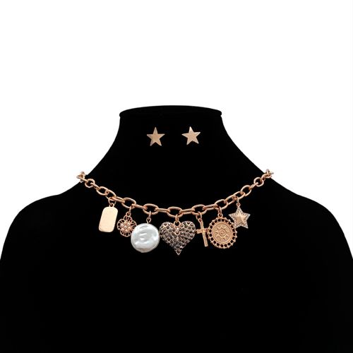 Set de collar y aritos con textura para mujer