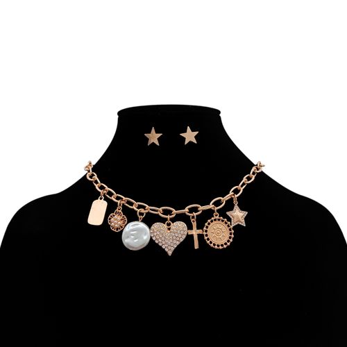 Set de collar y aritos con textura para mujer