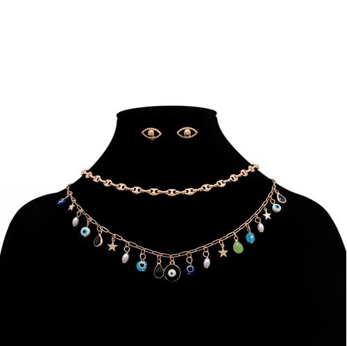 Set de collar y aritos con textura para mujer