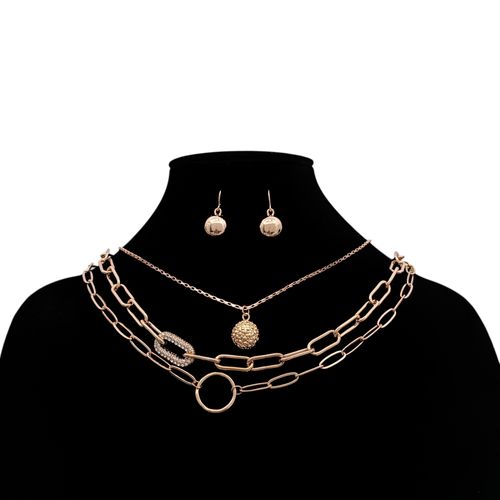 Set de collar y aritos con textura para mujer