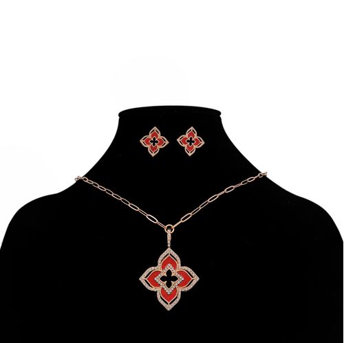 Set de collar y aretes rojo