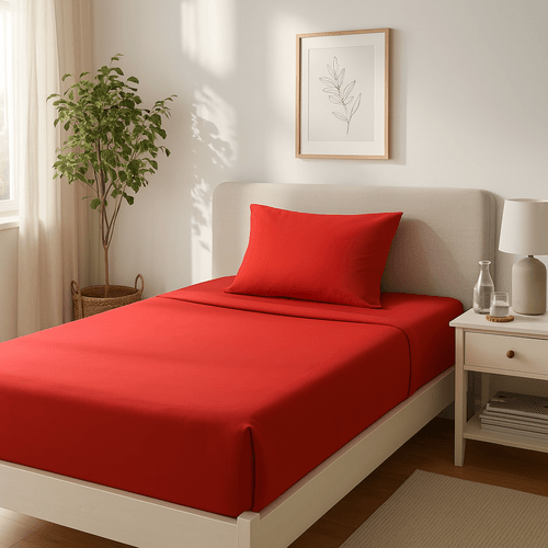 Set  3pzs sábanas Twin rojo sólido
