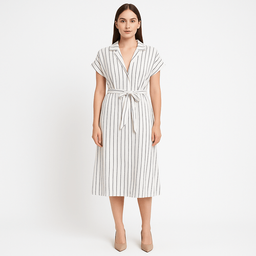 Vestido camisero rayado para mujer